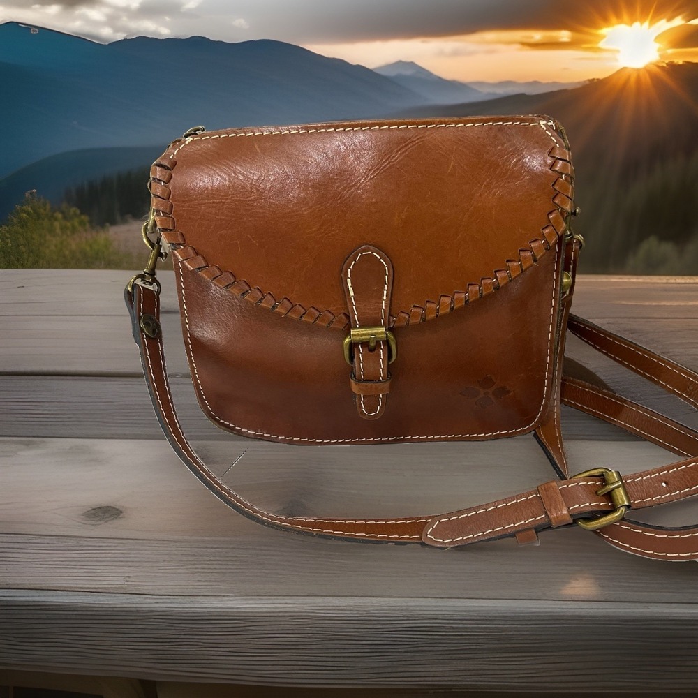 MINT Patricia Nash Crossbody Brown Leather Bag Purse NO CORNER WEAR 8x9x3"